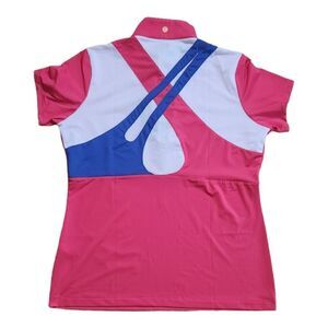 EPNY Tour Tech 1/4 Zip Mock Polo Shirt Women’s Large NWT Pink Colorblock Golf L